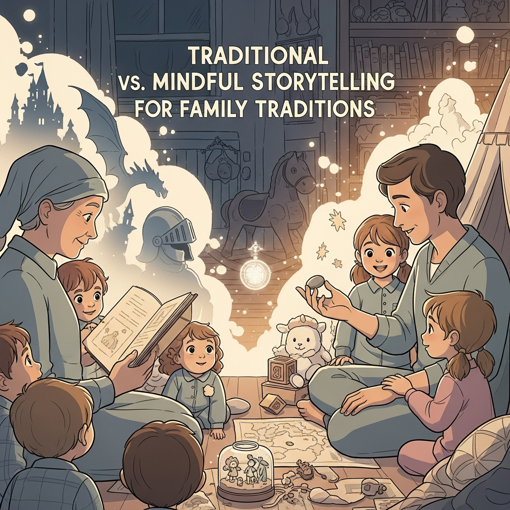 Traditionelles versus achtsames Geschichtenerzählen für Familienbräuche